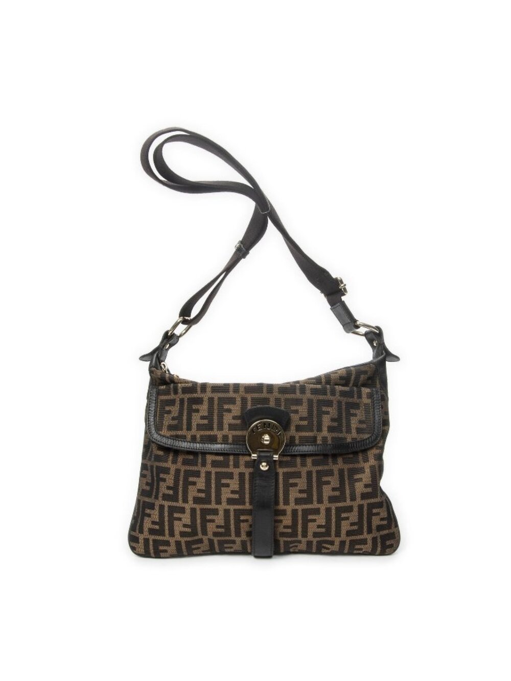 Fendi Zip Crossbody Brown Dark Zucca Canvas